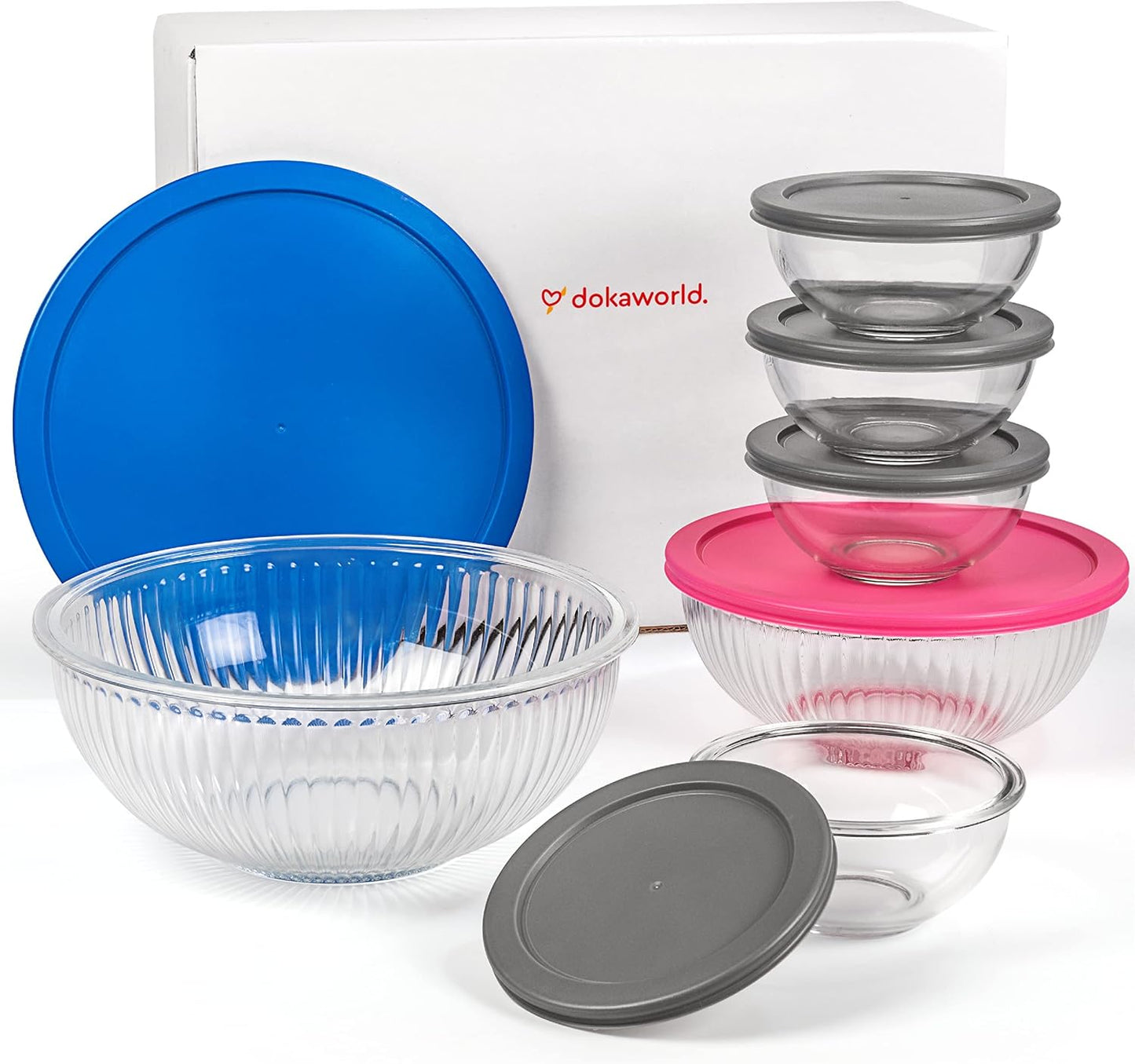 Set of 4 Stackable Space-Saving Nesting Glass Bowls with Airtight Acacia Lids for Lunch, Meal & Food Prep - Microwave & Oven-ready BPA Free Durable Heat Resistant Inert Borosilicate Glass