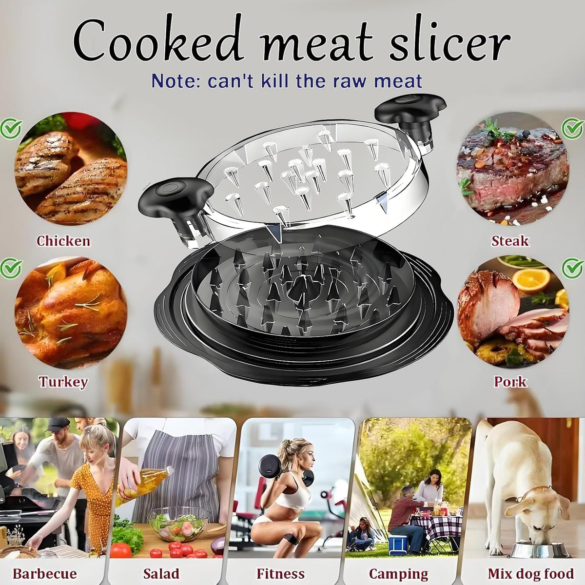 Chicken Shredder,Manual Meat Grinder,Pet Food Aid,High Resistance To 356 ° F,Free Of Bisphenol A,Strong Anti Slip,Easy To Use,Specially Designed For Grinding Meat And Vegetables(Red)