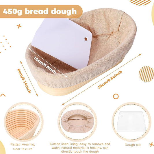 Gejoy 8 Pack 10 Inch Oval Banneton Bread Proofing Basket for Bakers