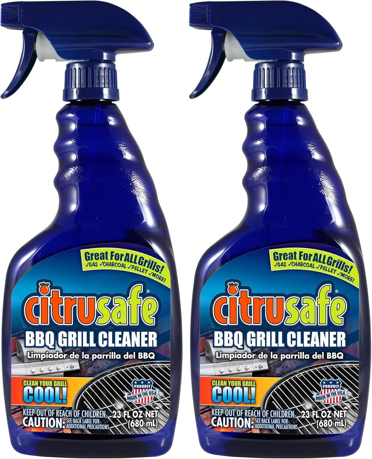 Grill Cleaning Spray - BBQ Grid And Grill Grate Cleanser By Citrusafe (23 oz)