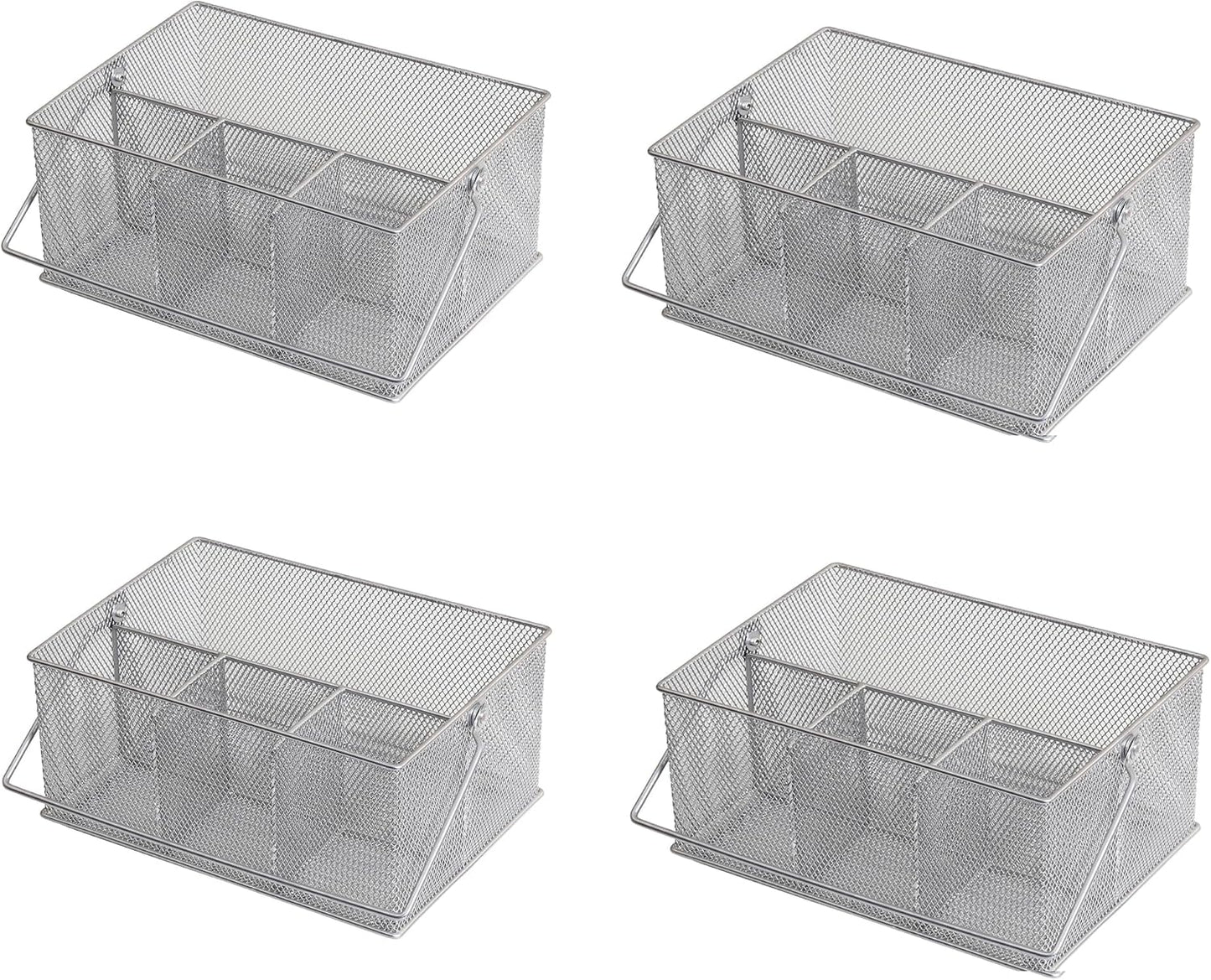 YBM HOME Mesh Silver Condiment Caddy / Kitchen Supply, Utensil, Napkin Holder (w'7 L'9.1/4 Depth 4'3/8 Inch) 1151M (1)