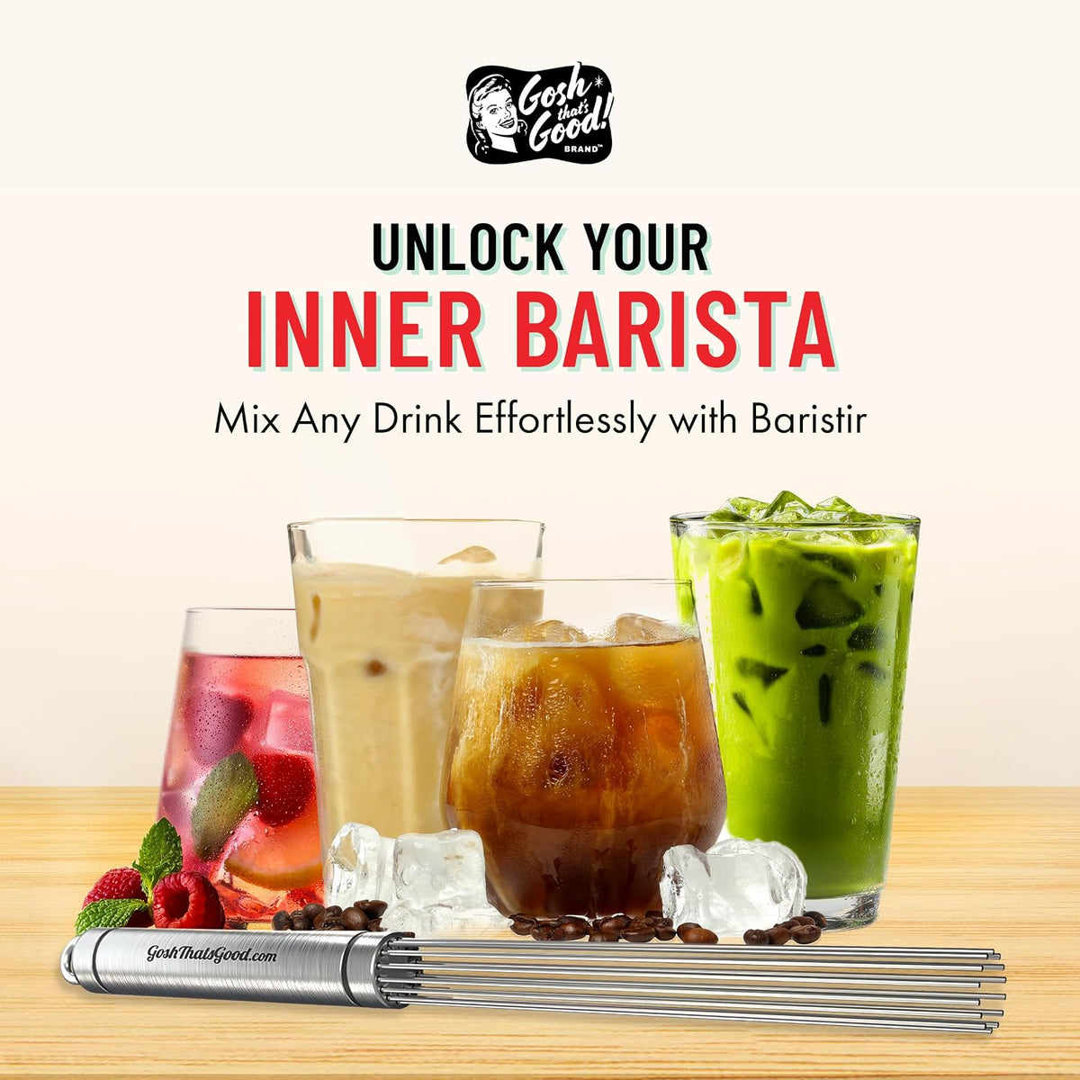 Baristir by Gosh That's Good | Barista Mixing Tool - Coffee, Matcha & Tea