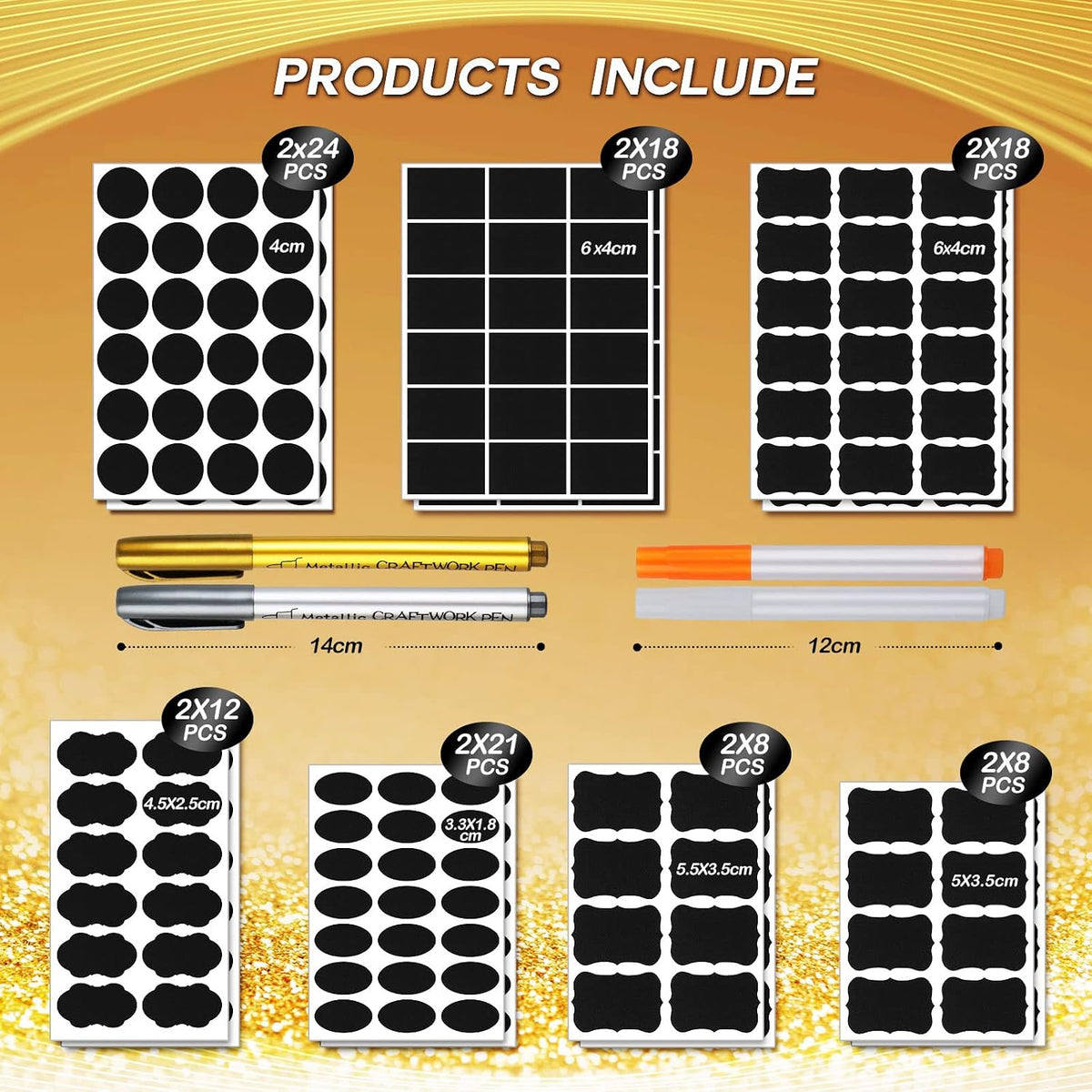 Hianjoo 218 PCS Chalkboard Labels with 4 Pens, Erasable and Reusable Waterproof Blackboard Stickers Label for Decorating Mason Jars, Pantry, Home and Office, Scrapbooking