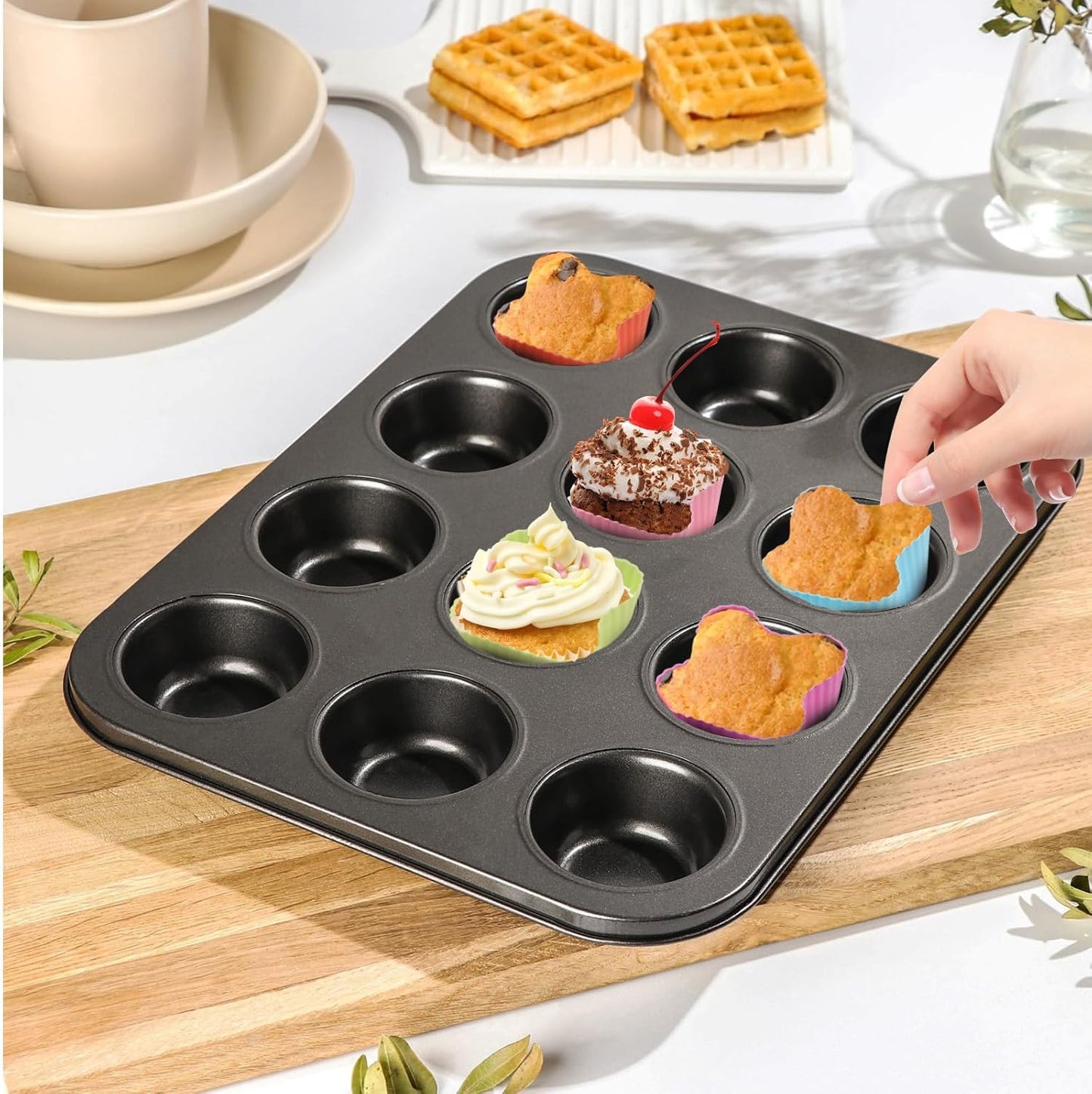 30 Pieces Silicone Cupcake Liners for Lunch Box Accessories, Reusable Lunch Box Dividers, Round Square Rectangular Butterfly Rabbit Shaped bento box inserts, Muffin Cups Baking Molds