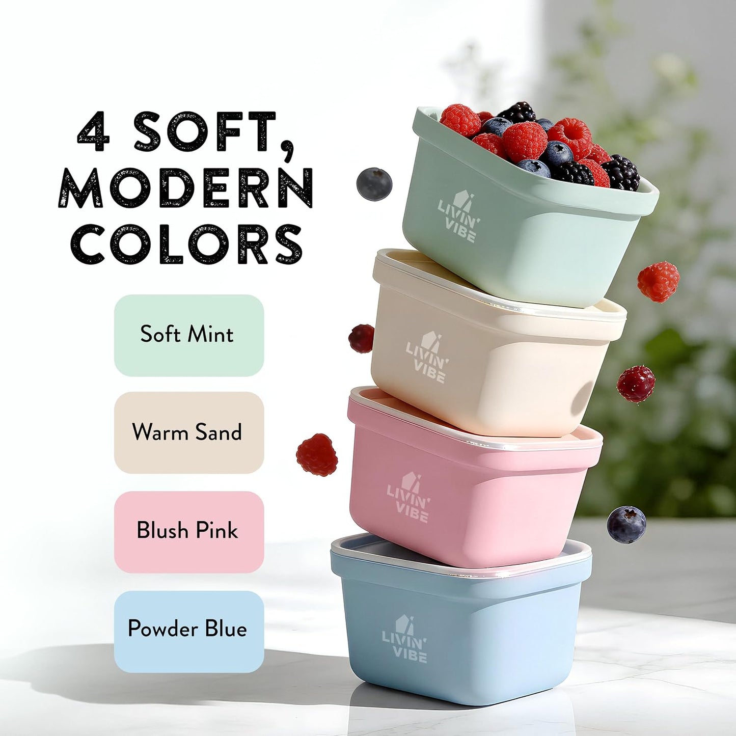 Silicone Freezer Trays with Lids, 4 Pack, 8.45 fl oz (250 ml) Each, Flexible Reusable Food Grade Silicone Containers for Ice, Soups, Meal Prep & Storage