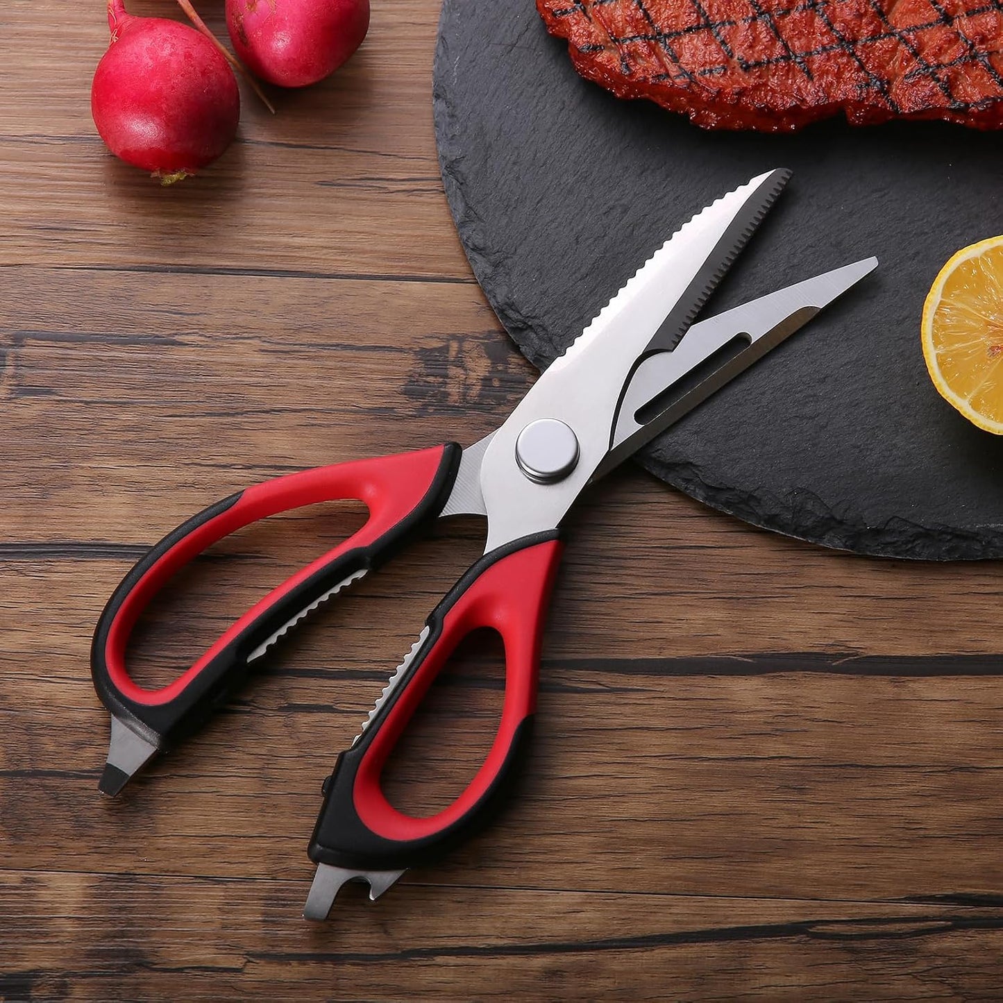 Kitchen Scissors for Food Heavy Duty, All Purpose Kitchen Shears that Come Apart Dishwasher Safe, Sharp Stainless Steel Cooking Scissors for Meat, Poultry, Fish (Grey)