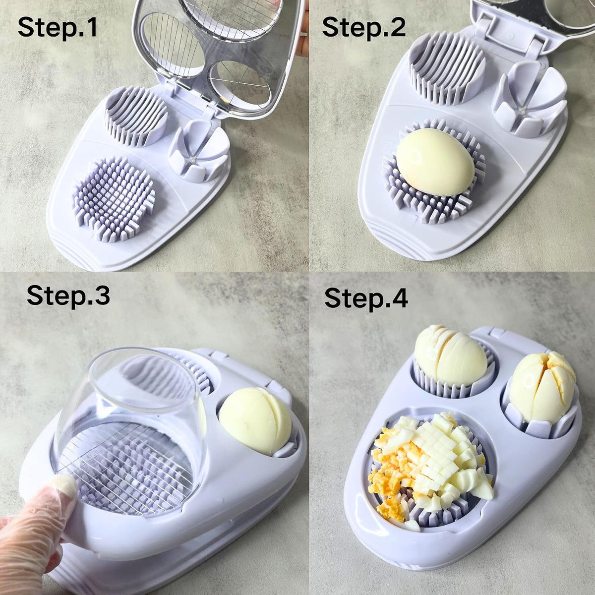 3 in 1 Boiled Egg Slicer Three Slicing Modes Kitchen Slicing Tool White