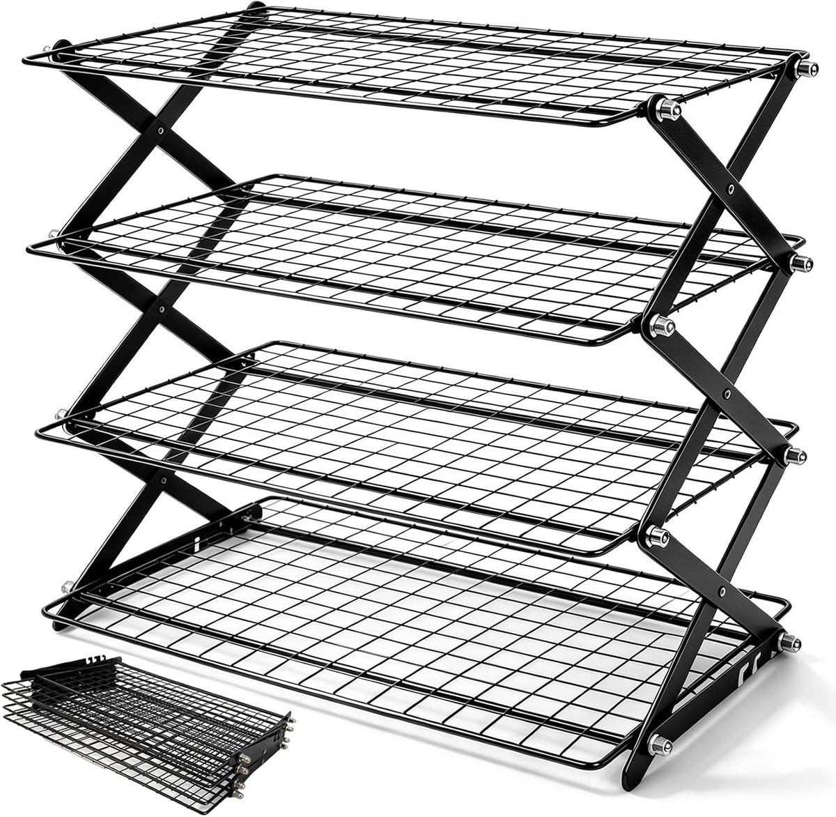 4 Tier Collapsible Cooling Rack for Baking, Adjustable cooling Rack