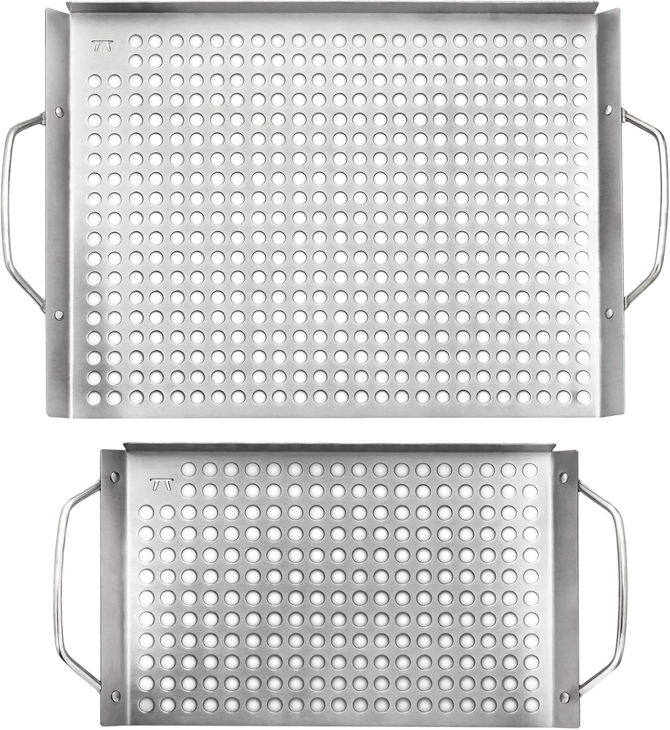Outset 76631 Stainless Steel Grill Topper Grid, 11"x7" BBQ Pan With Handles