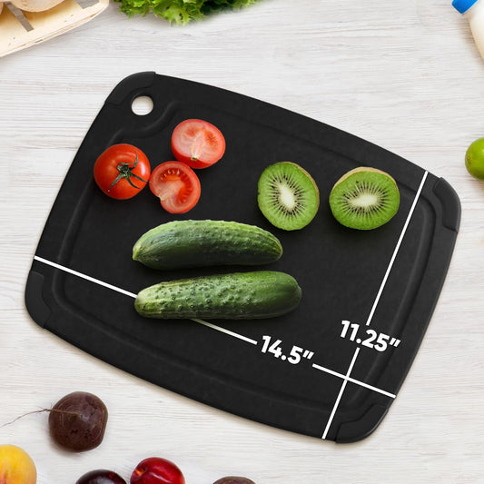Dishwasher Safe Cutting Boards for Kitchen - Set of 2 Large Composite Wood Cutting Boards with Juice Groove, Non-Slip Feet & Lightweight Eco-Friendly Design 14.5" x 11" and 11.7" x 9.3"