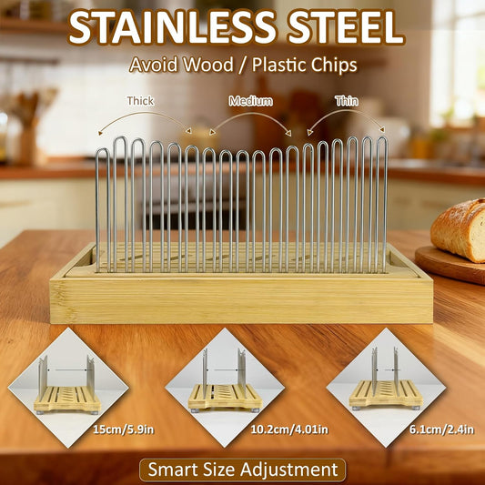 Adjustable Bread Slicer with Stainless Steel Slide Rail