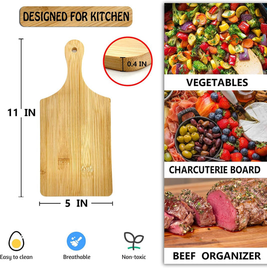 24-Pack Wooden Cheese Cutting Boards - Small Charcuterie Board Set for Laser Engraving Blanks - Mini Charcuterie Boards with Handle - Bulk Wood Cutting Board