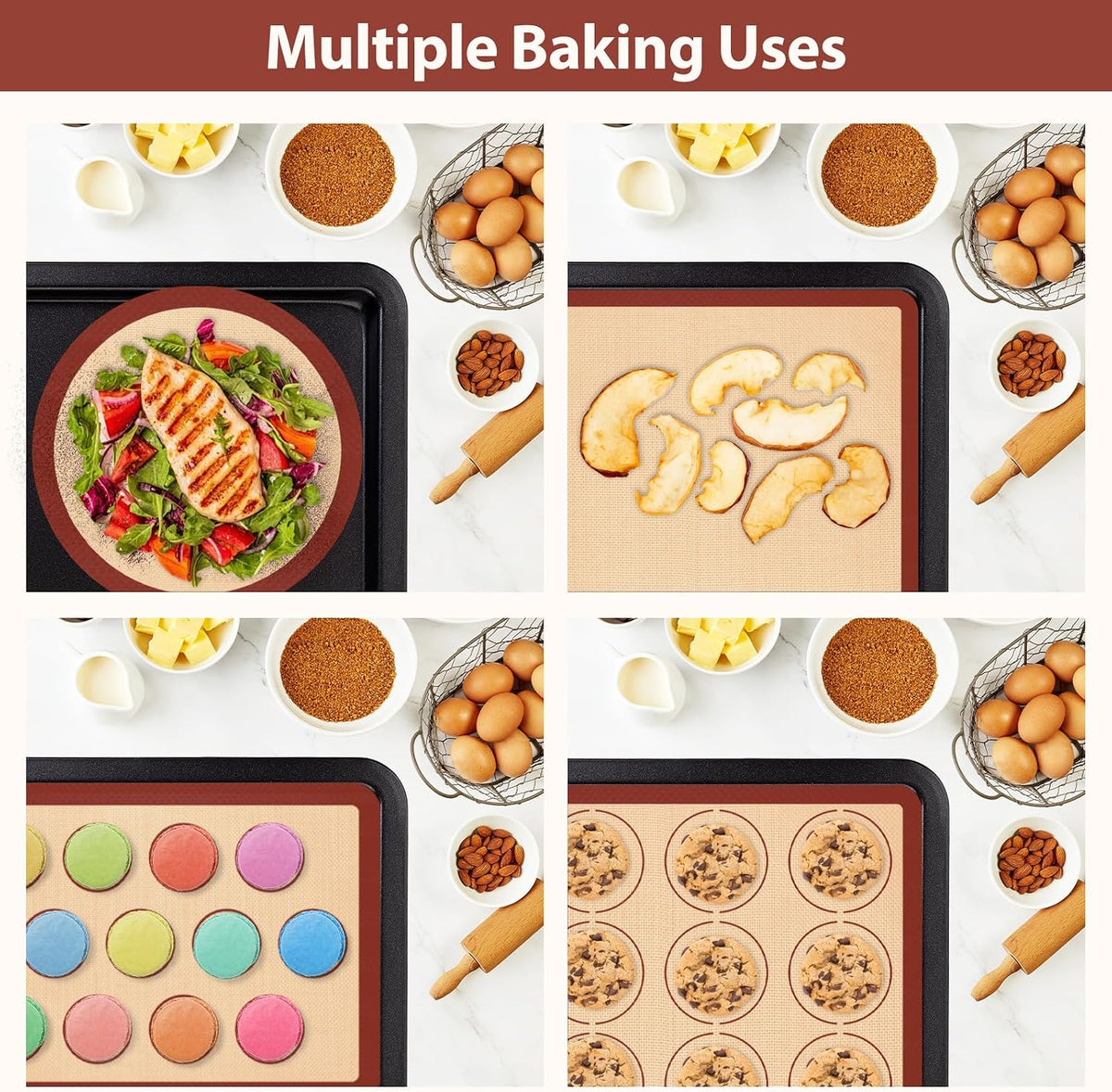Koolstuffs Silicone Baking Mat, Nonstick and Reusable, 3 Pack