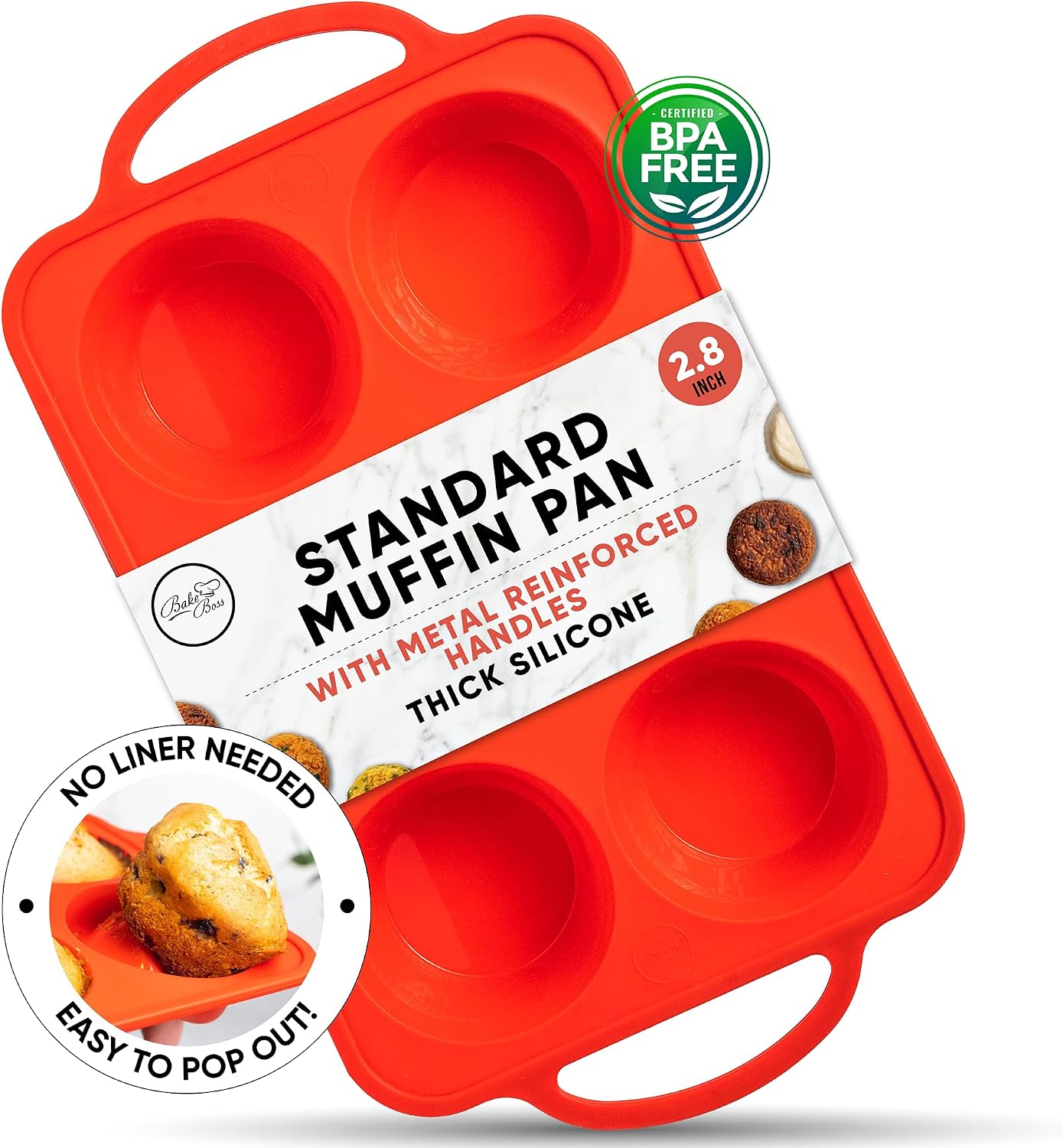 2-Pack Silicone Muffin Pan Set – Regular 12 Cup & Mini 24-Cup Silicone Muffin Pans for Baking – Nonstick Silicone Cupcake Pan with Metal-Reinforced Handles – BPA-Free, Dishwasher-Safe, Cream