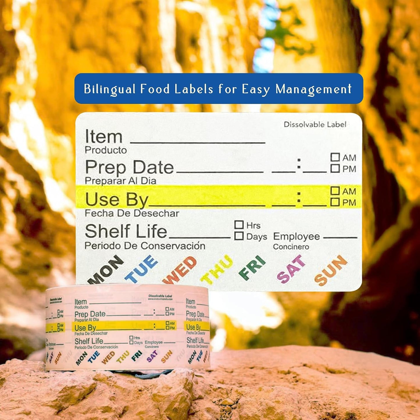 InStockLabels Dissolvable Food Labels - 2” x 3” (500 Labels) - Rotation Food Stickers for Kitchen & Restaurant Supplies - Ideal for Jar, Containers and Freezer Storage, Kitchen Stickers