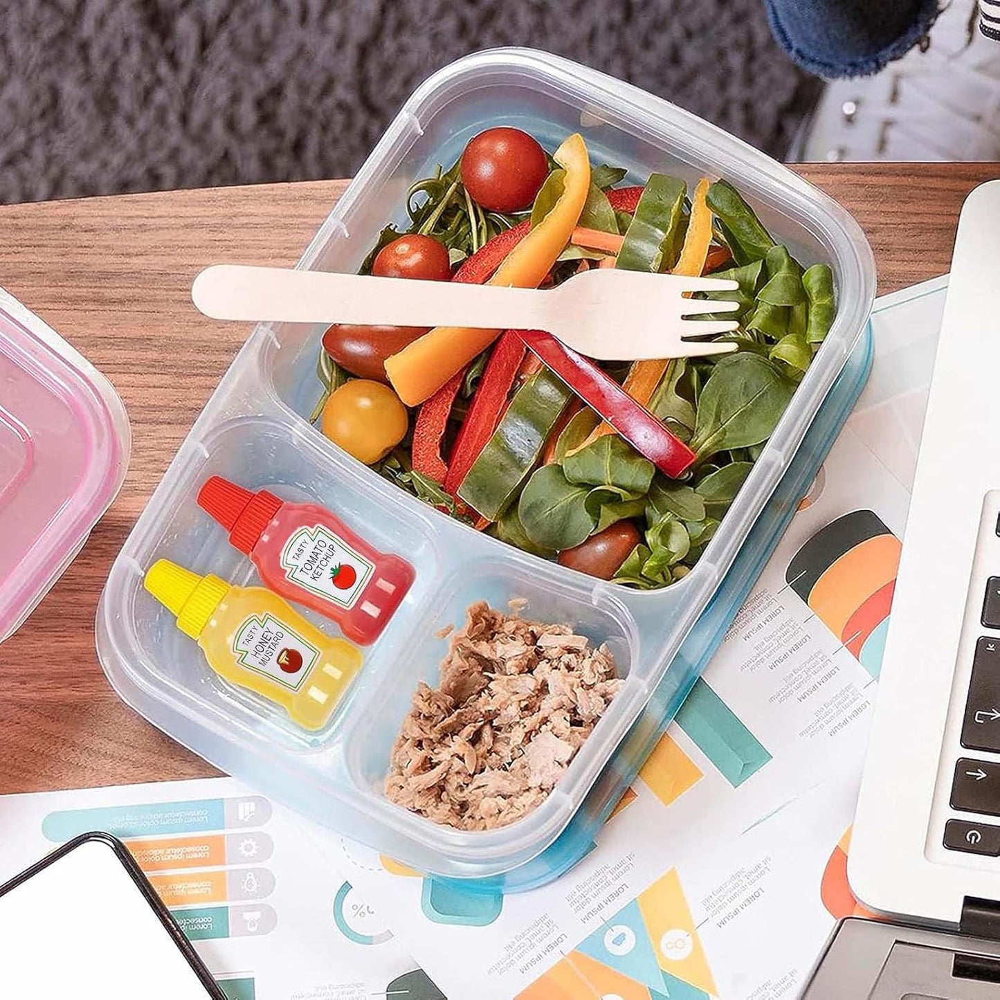 72 Pack Lunch Box Accessories, Including Mini Ketchup Bottle Bear Shaped Condiment Squeeze Bottles Small Sauce Containers Animal Food Picks for Travel Bento Box Picnic