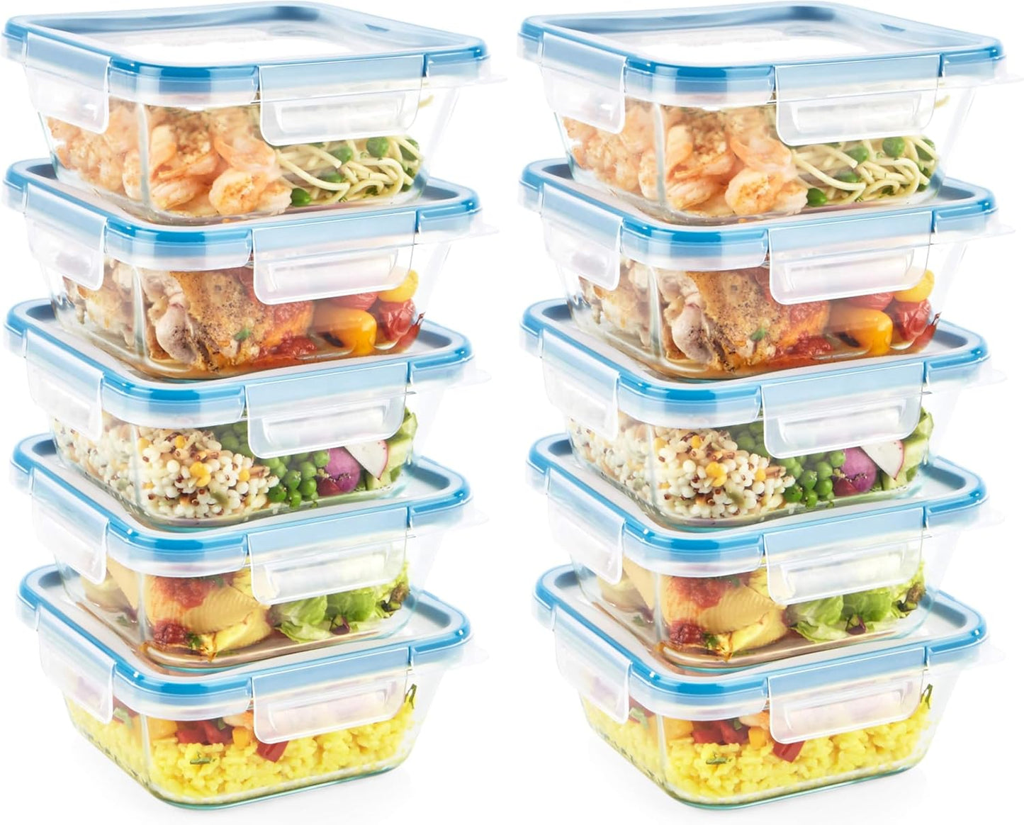Snapware Glass Total Solutions (12-Pack) Food Storage Containers Set, (1, 2 & 4 Cup), Airtight & Leakproof Plastic Locking BPA-Free Lids, Freezer Dishwasher Microwave Safe