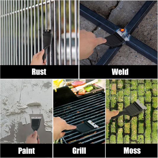 Grill Brush with Scraper Set 2 PCS Stainless Steel Wire Brush with Spatula and Bristle Free Steam Cleaner for BBQ Grill Cleaning Barbeque Grill Brushes