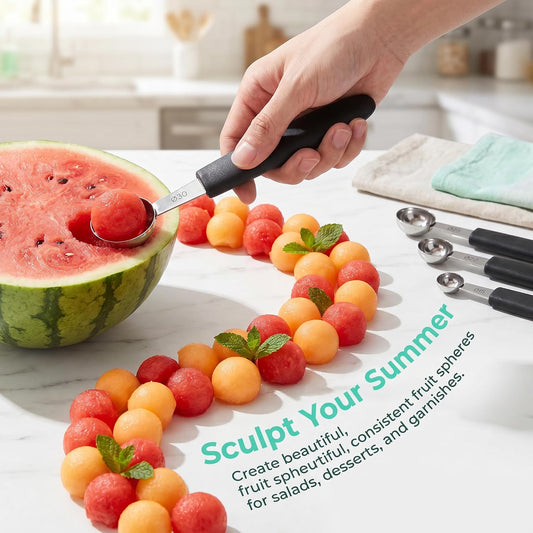 Homoyoyo 4PCS Melon Baller Scoop Set for Watermelon and ice cream