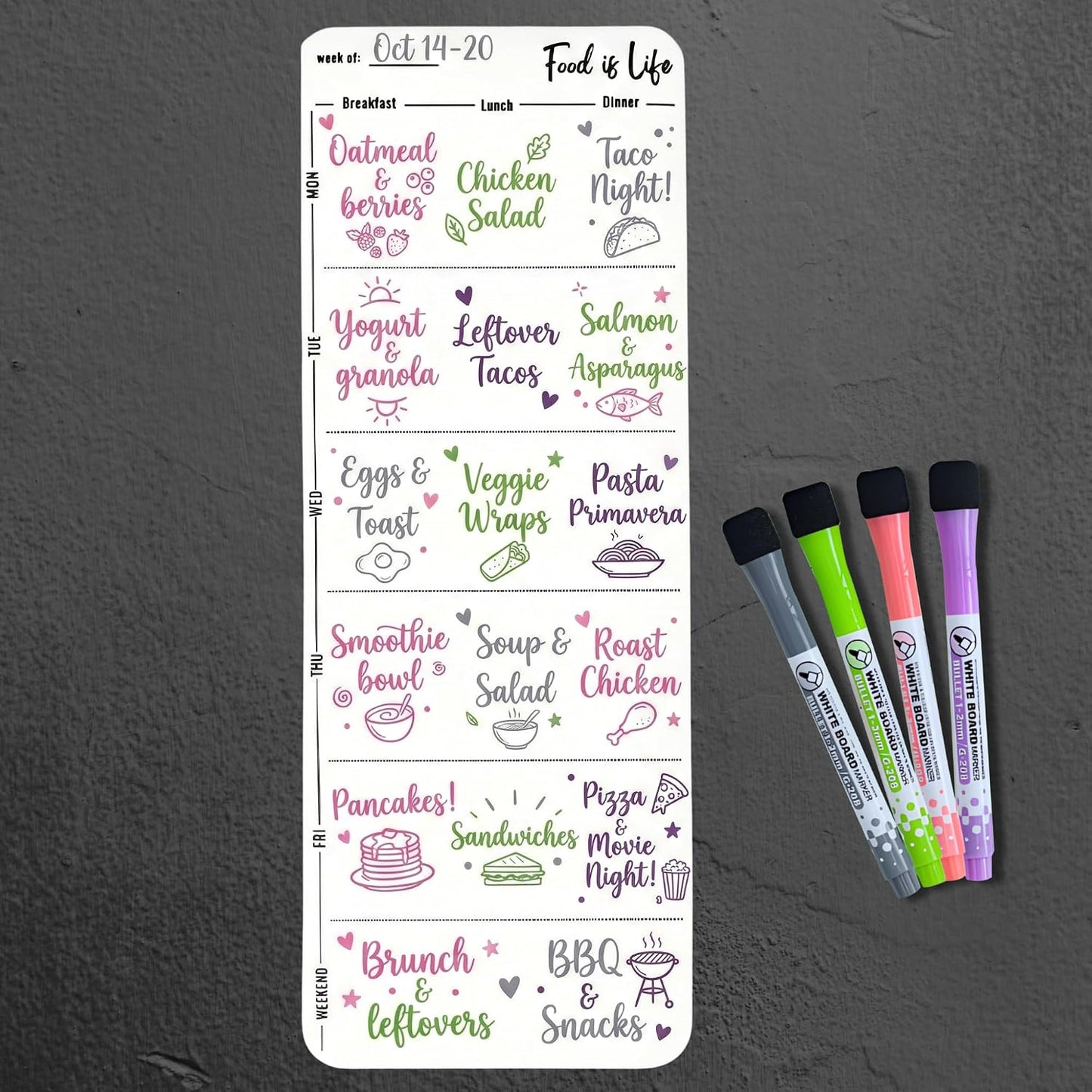 Magnetic Dry Erase Calendar for Fridge – 3 Pack Monthly Whiteboard Meal Planning Board w/4 Markers – Daily Task, Weekly Planner & Schedule Board for Refrigerator, Kitchen & Office Use