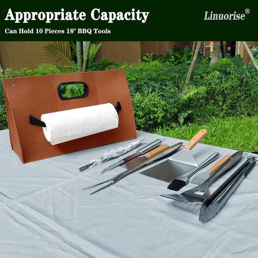 Grill Accessory Storage Bag, BBQ Tools Storage, Grill Storage Bag, Storage Container for Grilling ; Men's BBQ Gifts!(Material:Thickened Felt Cloth)