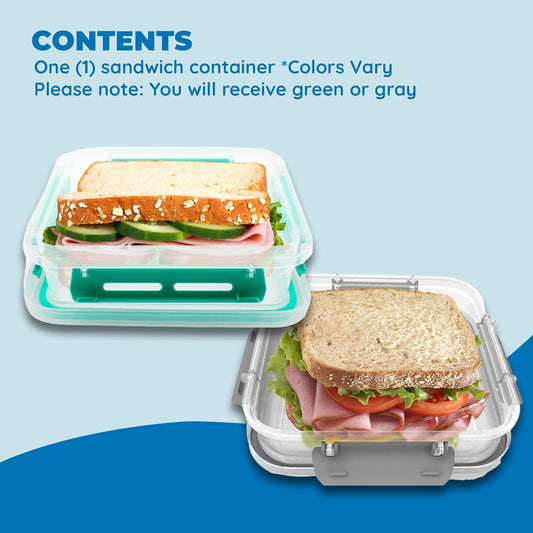 Biosmart Sandwich Container: 3 Pack Reusable, BPA Free Plastic Food Storage with Snap-Off, Leak-Proof Lid