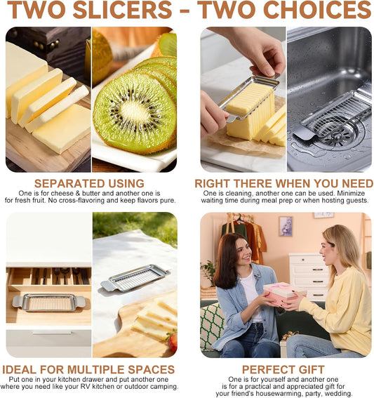 2Pcs Cheese Slicer & Butter Slicer Cutter for Block Cheese, Butter Squares