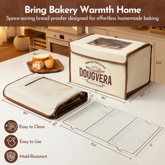 Bread Proofing Box 40 x 30 x 25cm Sourdough Box with Temperature Control, 7Ft Cord, Timer – 3 Heating Layer Sides Sourdough Baking Supplies for Beginners, Pros – US Standard Plug