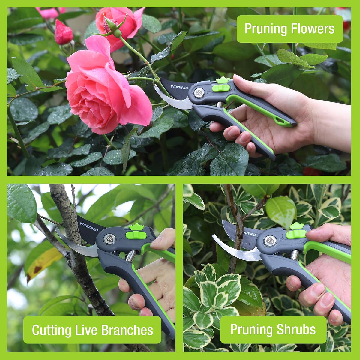 WORKPRO 2-Pack Garden Pruning Shears, 8" Bypass & 6.25" Straight Shears