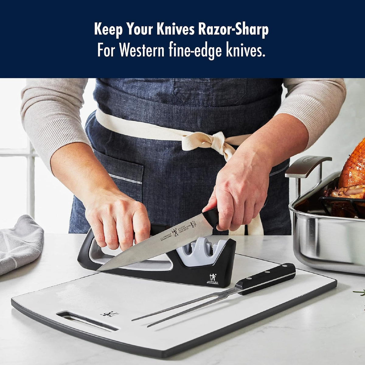 Henckels Handheld Knife Sharpener, Easy to Use, Ergonomic Non-Slip Handle