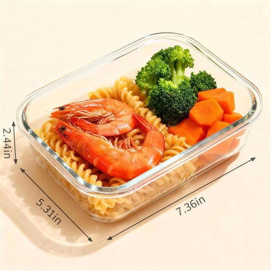 Glass Meal Prep Containers 5 Pack - Lunch Boxes with Leakproof Lids, Food Storage Containers, Bento Boxes, Gray (3 Compartment)