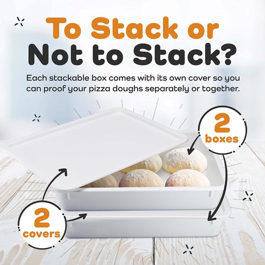 Pizza Dough Proofing Box, Commercial Grade 17.25" x 13", 2 Trays and Covers