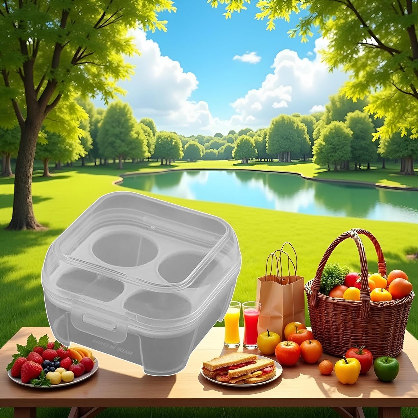 Clear Egg Storage Box,Deviled with Lid Container,Egg Dispenser Holder Case Refrigerator Crisper Picnic Travel Keeper Portable Egg Carriage for Tray Refrigerator Parts and Accessories