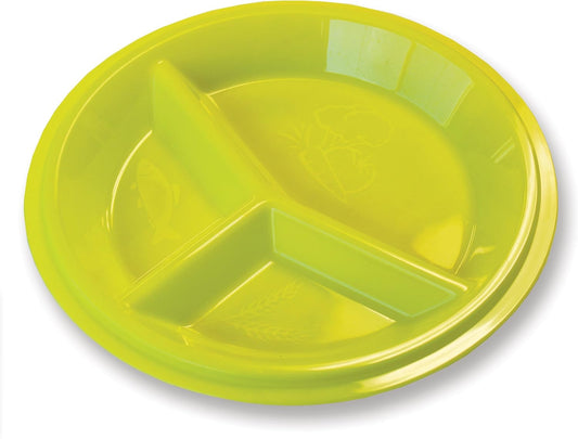 Rehabilitation Advantage 2-Pack Portion Control Plate with Snap-On Lid – 3 Marked Divided Sections – Microwave and Dishwasher Safe – Reusable & Durable