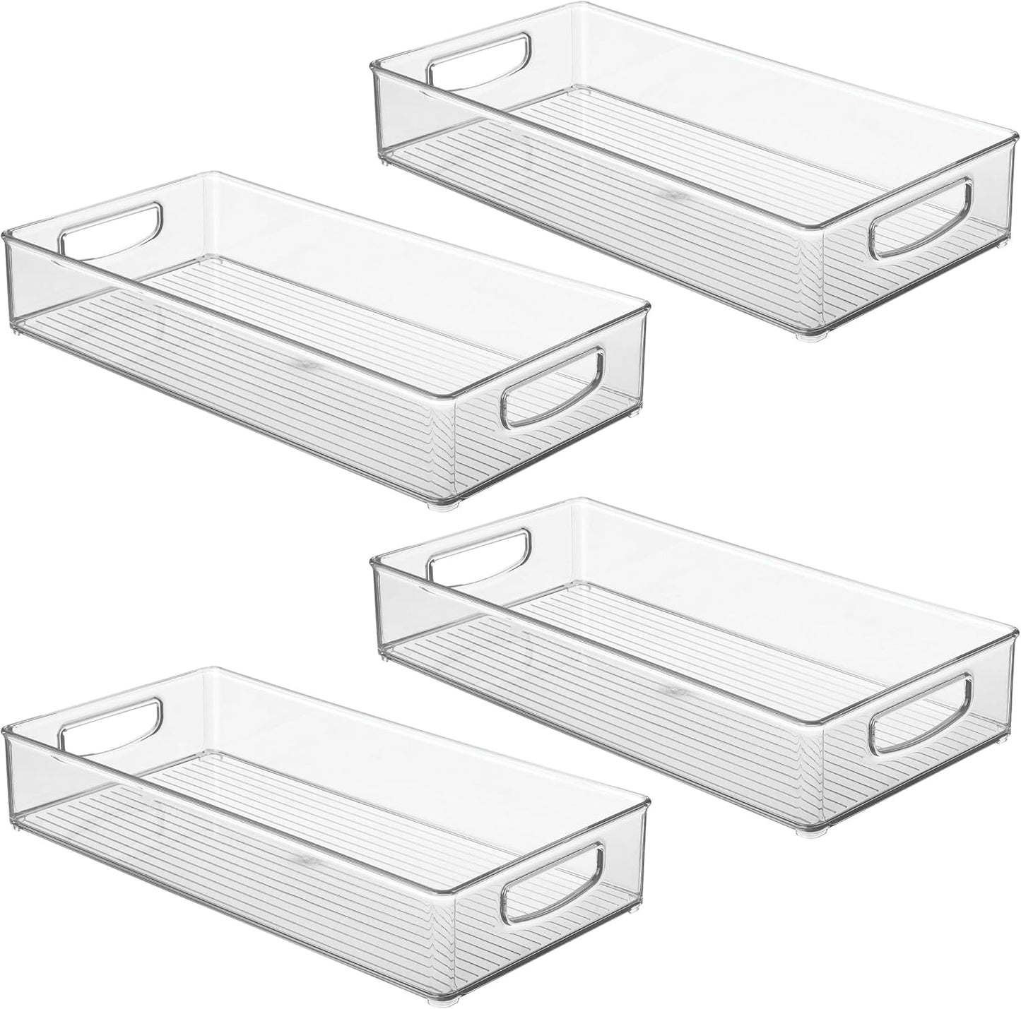 iDesign Slim Extra Long Clear Storage Bin, Narrow Stackable Organizer for Kitchen or Pantry