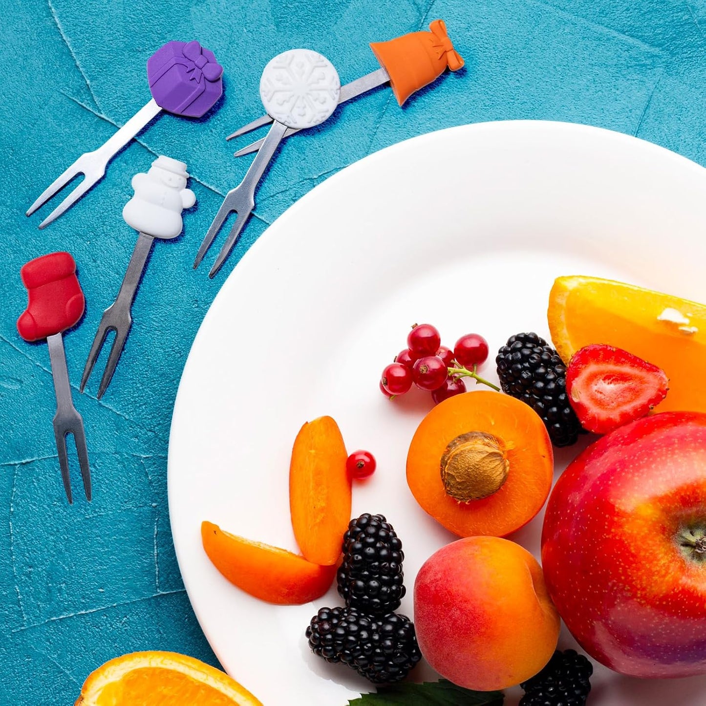 Cocktail Forks, 6-Piece Appetizer Forks, Cat Shapes, Stainless Steel and Silicone Small Forks for Fruits, Cheese, Appetizers