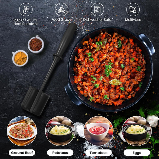 CUNSENR Meat Chopper, Ground Beef Masher, Hamburger Smasher Tool, Black