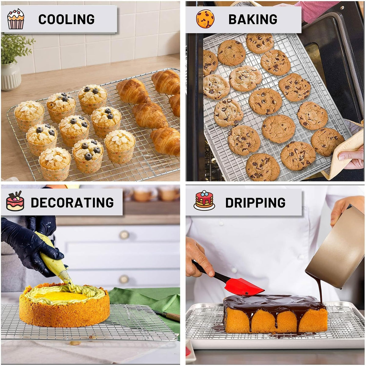 TeamFar Cooling Rack, 8.75”x6.25” Stainless Steel Baking Grid Wire Rack