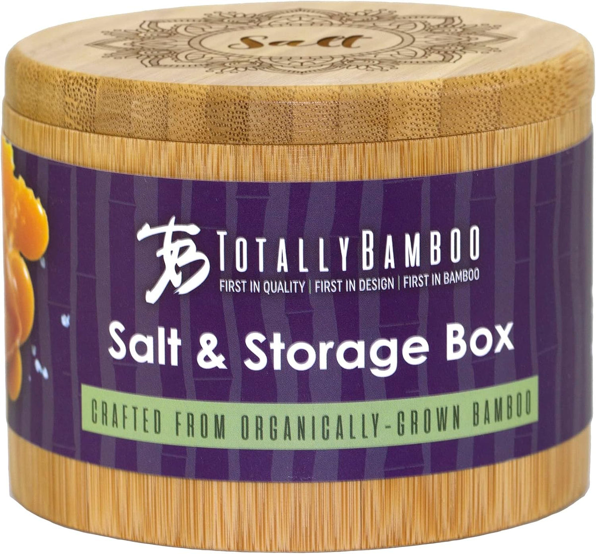 Totally Bamboo Salt Cellar with Swivel Lid, Salt Container for Countertop