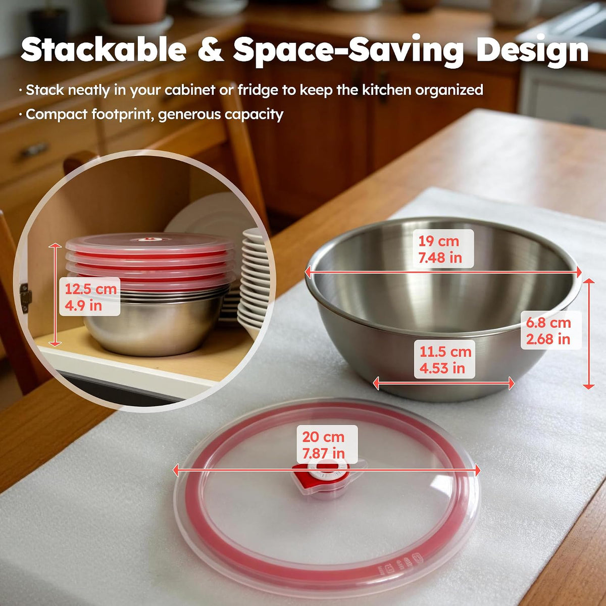 4-Pack Stainless Steel Pizza Dough Proofing Box with Clear Lids (1000ml)