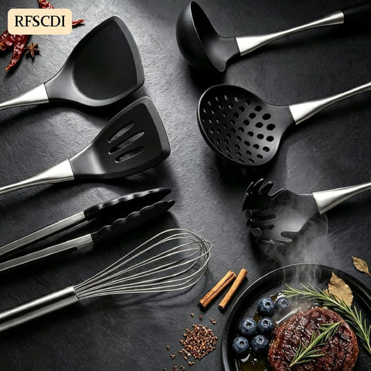 White Silicone Cooking Utensils Set-Non-Toxic, Heat Resistant, BPA Free Kitchen Utensils Set with Spatula, Spoon, Whisk & Tongs-Non-Stick& Dishwasher Safe for Nonstick Cookware