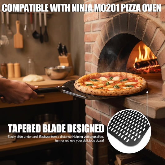 Professional 12" Perforated Pizza Peel Compatible with Ninja MO201