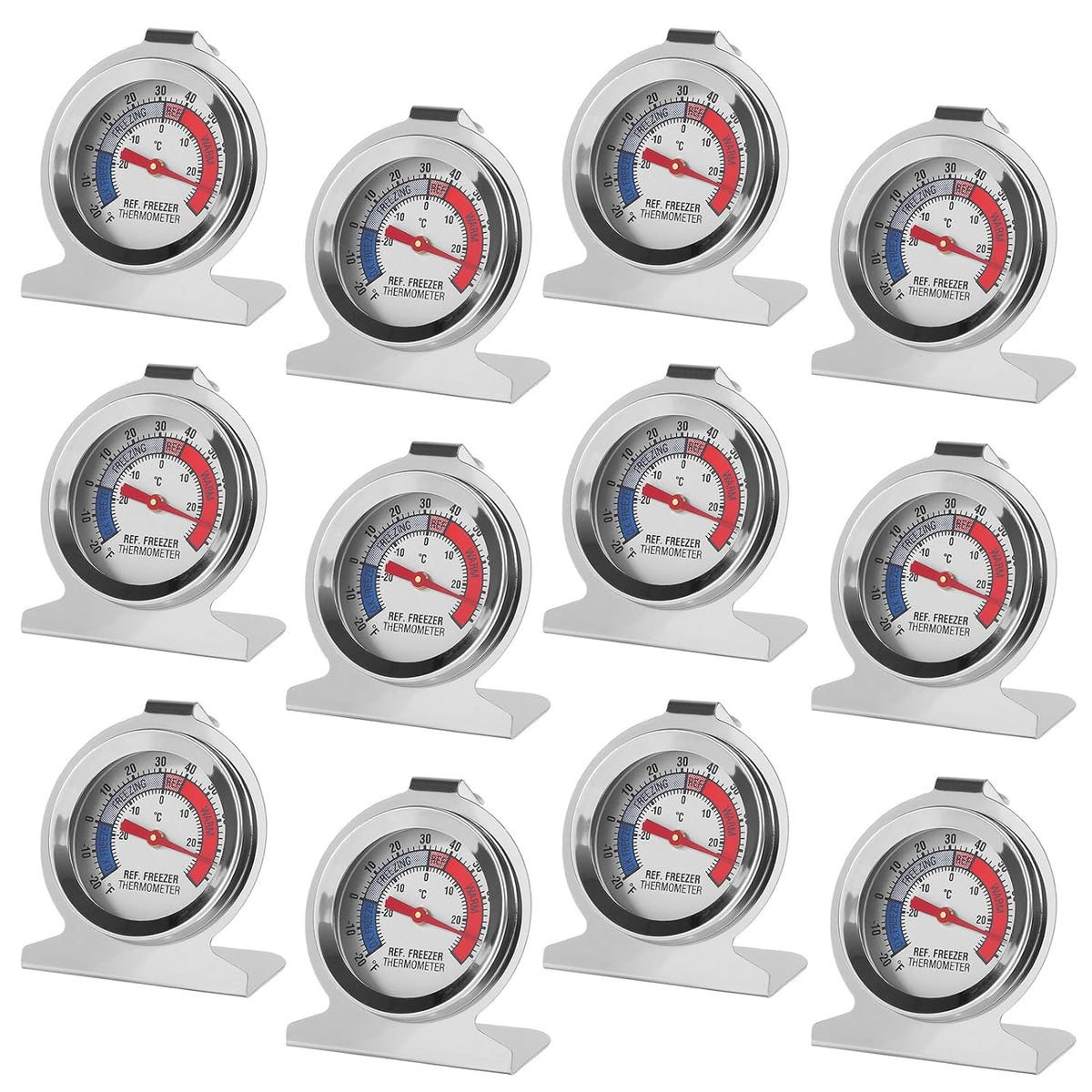 Refrigerator Thermometer -30~30°C/ 20~80°F Fridge Analog Freezer Thermometer Stainless Steel Large Dial Temperature Gauge for Home, Kitchen, Restaurants Refrigerator