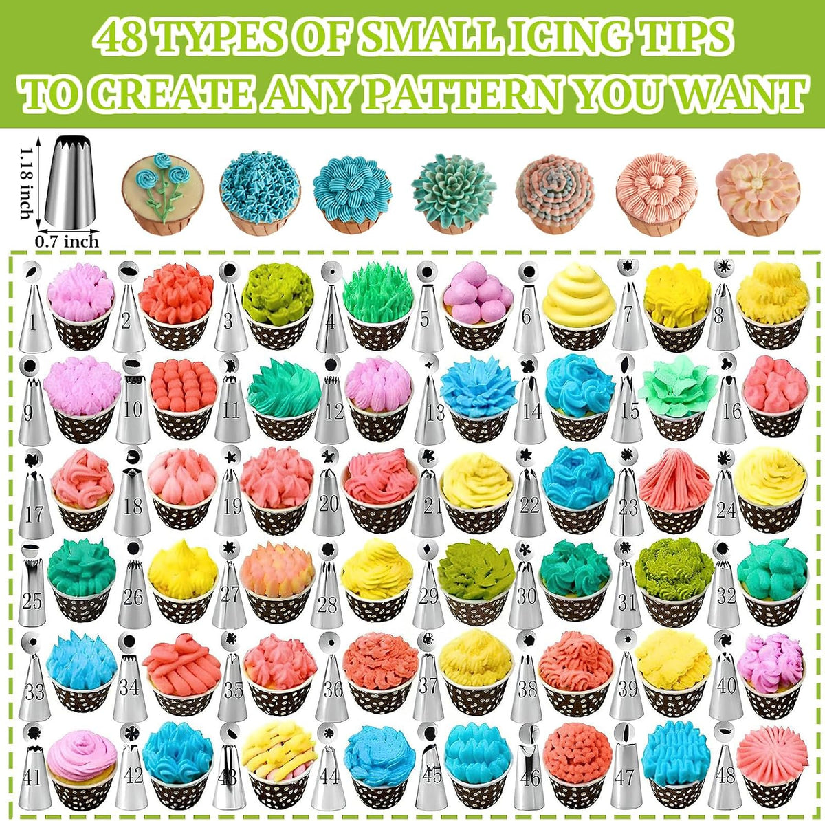 Hendiy Piping Tips Set, 48 Cake Decorating Tip