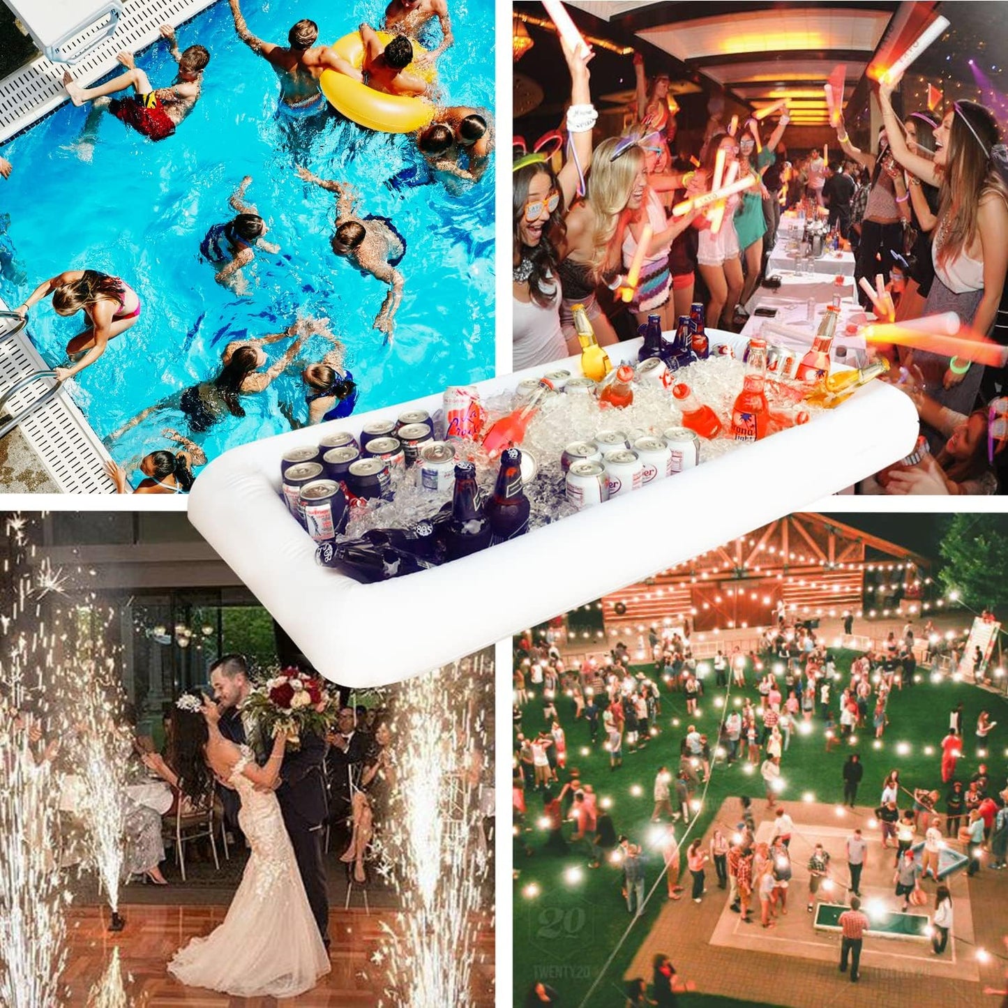 Novelty Place Inflatable Ice Serving Tray Buffet Bar with Drain Plug - Salad Food & Drinks Inflatable Cooler for Party Picnic and Camping (Pack of 1)