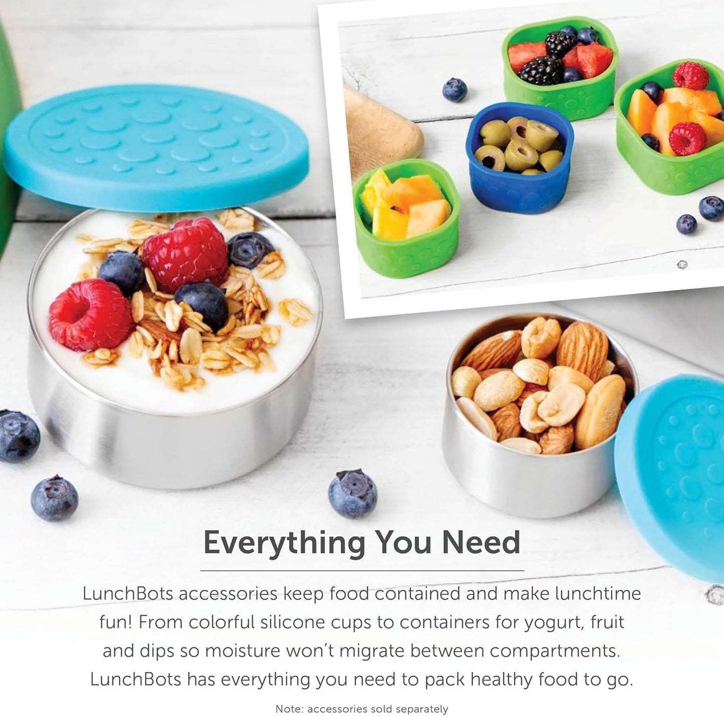 LunchBots Small Snack Packer Bento Box - Extra Small Divided Stainless Steel Snack Container - 2 Compartments for Fruits, Vegetables and Finger Foods - Dishwasher Safe – Stainless Lid