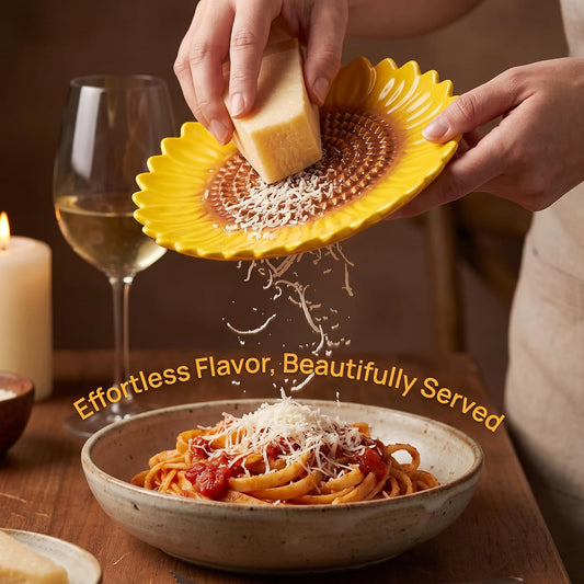 Ceramic Garlic Ginger Grater Plate & Spoon Rest, Sunflower Decor