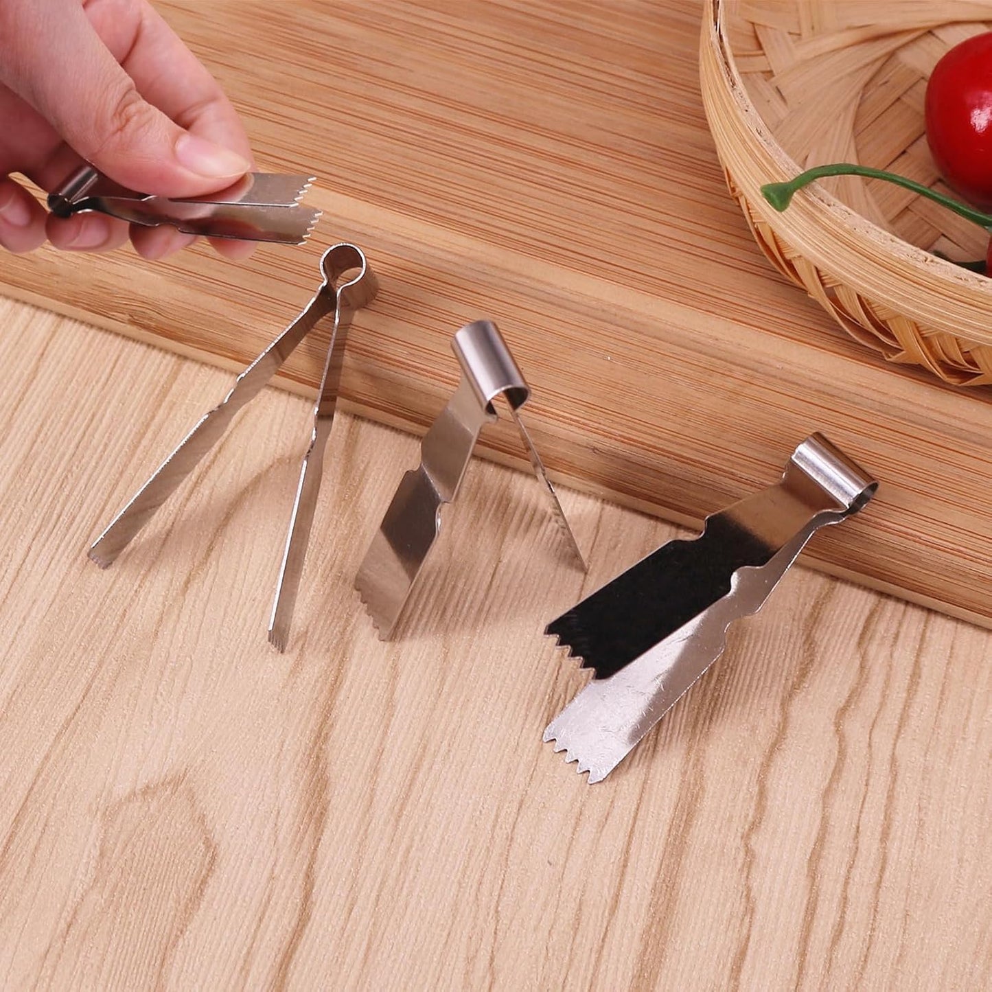 6 PCS Cooking Tweezers Premium Maamoul Tweezers Tongs Stainless Steel Baking Crimper Tool for Decorating and Sealing Cookies, Pie Crusts