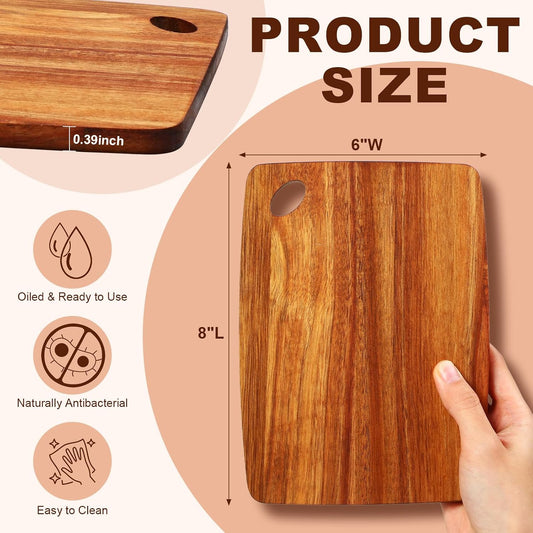 FoldTier 12 Pcs Wood Cutting Boards Bulk 8 x 6 Inch Small Kitchen Charcuterie with Oval Hole Kitchen Serving Chopping Boards for Pizza, Bread, Charcuterie, Fruit, Vegetables(Bamboo)