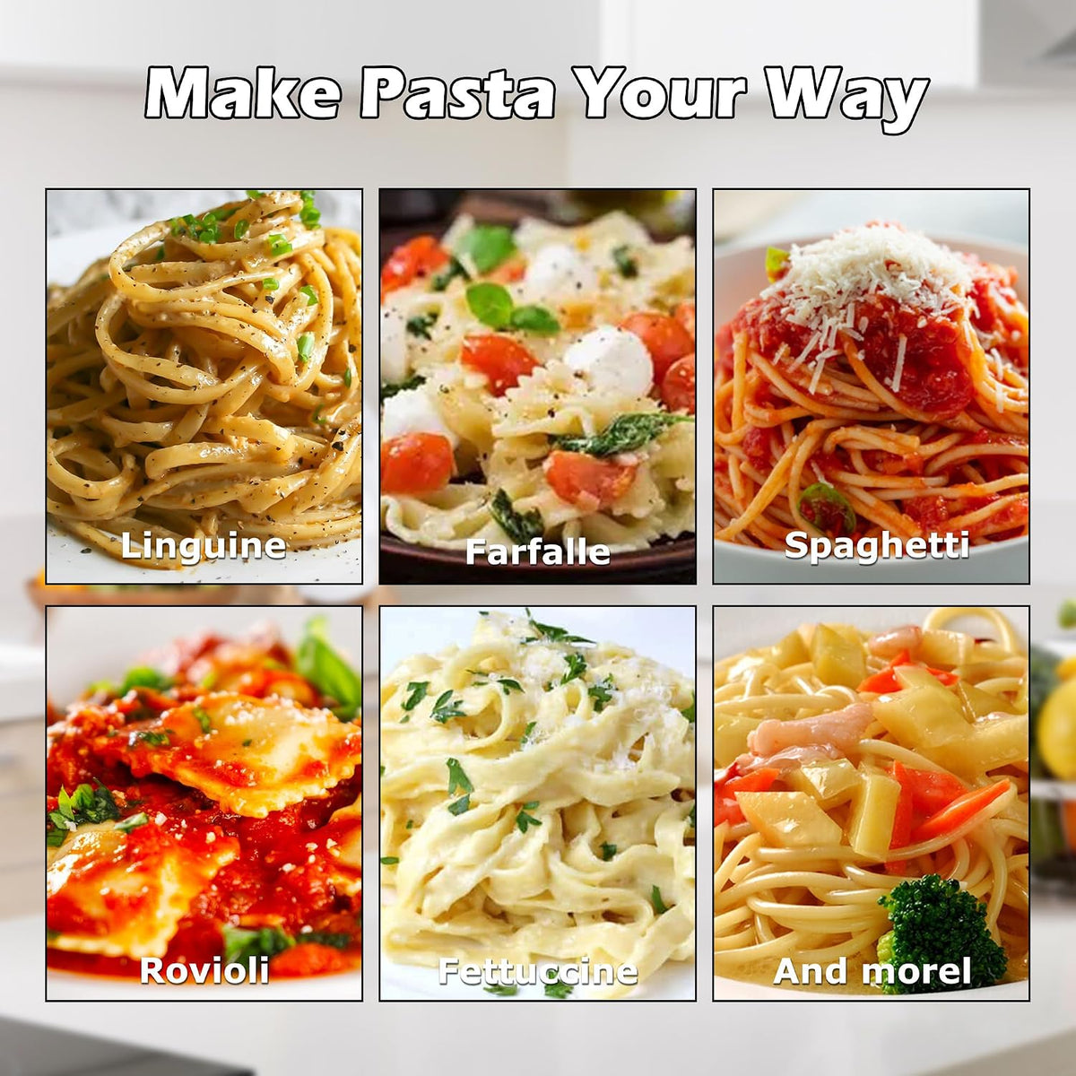 3 in 1 Pasta Maker Machine,7 Adjustable Thickness Settings Pasta Roller